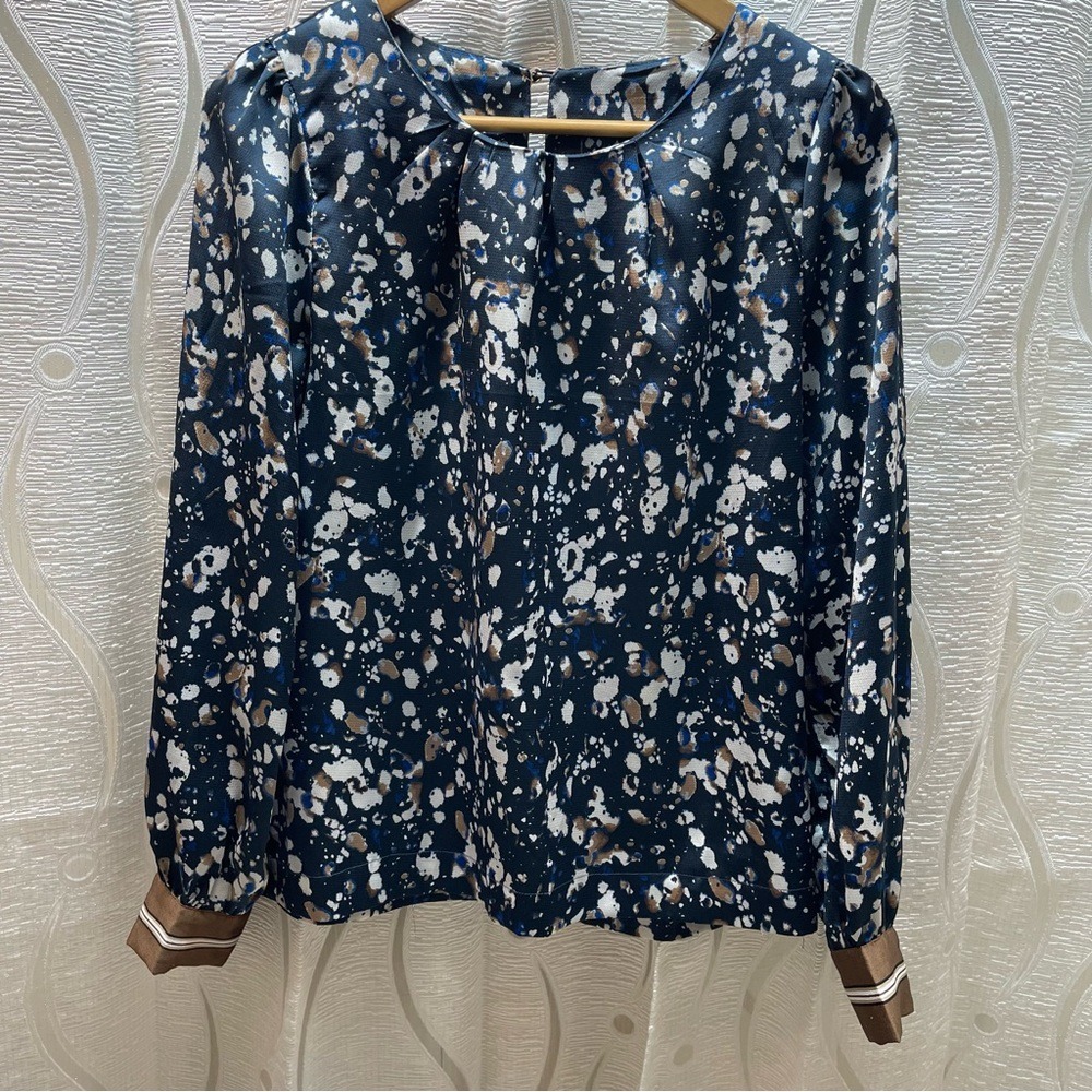 Chic‎ Abstract Print Long Sleeve Blouse Women's Fashion Top